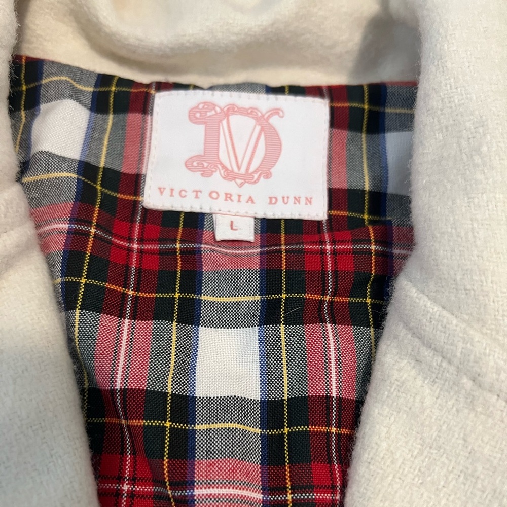 Victoria Dunn Cream Cape Wrap Coat Plaid Lined Belted Cottagecore Old Money - Picture 3 of 14